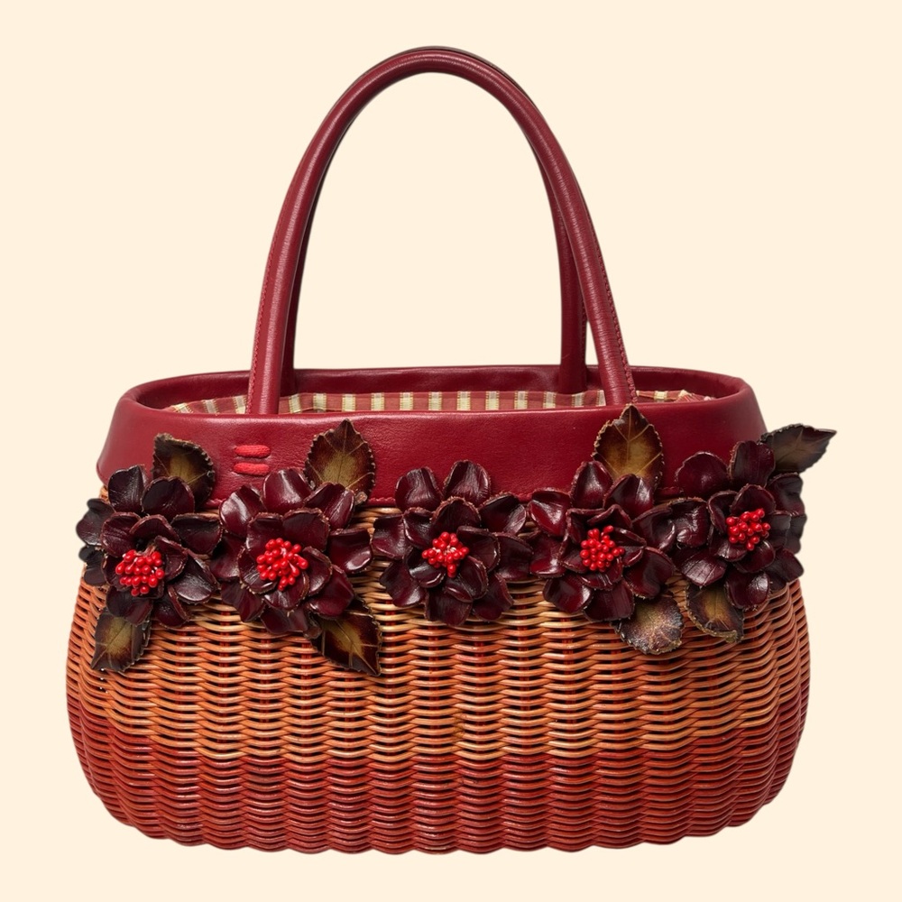 Isabella Fiore Red and Brown Floral Shoulder Bag